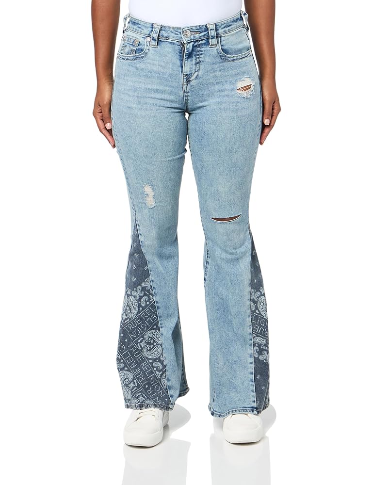 True Religion Women's Bandana High Rise Bellbottom, Derya W